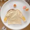 Camiseta Base de Color Caramelo para Niños Otoño 2024 Estilo Coreano Patchwork Rayada de Manga Larga Camiseta Base para Bebé Niños Pequeños