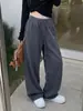 Pantalones de banana estilo americano para mujer, pantalones de chándal casuales holgados para primavera y otoño, de cintura alta, corte ajustado, pierna recta estrecha, de algodón, pierna ancha