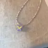 Collar Colgante de Mariposa con Cuentas de Colores para Mujer, Elegante Cadena para Clavícula Estilo Dulce-Cool Ins, Gargantilla Bm Spicy Girl con un Ambiente Juvenil