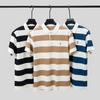 Camiseta de Manga Corta para Hombre Nueva de Verano Marca de Moda Camisa Polo Rayada Versátil Holgada de Media Manga para Hombre