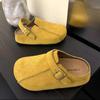 Medias Pantuflas Cerradas de Piel de Vaca con Suela Gruesa para Mujer, Nuevo Estilo Primavera/Verano 2025, Zapatos Birkenstock de Doble Uso, Sandalias Birkenstock Versátiles