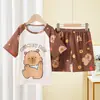 Roupas de Casa para Bebês e Crianças Meninas e Meninos Pijamas de Manga Curta Verão Finos Grandes Infantis Desenho Animado Menina Traje