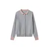 Estilo Francés Suave Cuello Solapa Bloque de Color Patchwork Manga Larga Tejido de Punto Mujer 2026 Otoño/Invierno Nuevo Suéter Casual A14640