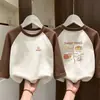 Camiseta Básica Manga Longa Patchwork de Fleece com Gola Redonda para Meninas Camada Base Outono Inverno Moda para Crianças Médias e Grandes Camada Interna Quente Top Versátil