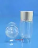 Botella Sólida Transparente PET de 20 ml para Tabletas Botella para Cápsulas Botella de Vitaminas Botella Pequeña Muestrera de Medicamentos con Tapa Plateada