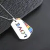 Collar Cruz de Letra Brillante Personalizado para Hombre Transfronterizo Europeo y Americano Acero Inoxidable Arcoíris Marca Militar Joyería al por Mayor