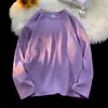 2024 Primavera y Otoño Nueva Camiseta de Manga Larga para Hombre de Color Sólido Básica Holgada Talla Grande Cuello Redondo Jersey Casual para Hombre
