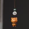Sándalo, Palo de rosa, Sándalo verde Tallado Dibujo animado Lindo Oso Fresa Móvil Cadena Llavero Mochila Decoración Colgante