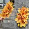 Atmosfera de outono cor caramelo laranja-amarelo flores artificiais casa hotel casamento decoração suave arranjo de flores flores de mesa atacado