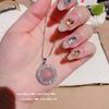 Colar com gema de ovo de pombo em pó de pêssego com pintura a óleo banhado a ouro 18K, oito corações, oito flechas, tesouro colorido, zircônia, fivela segura, corrente de pescoço