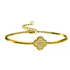 Pulsera de Acero de Titanio, Mitad Pulsera Mitad Cadena, Conserva el Color, Elegante, Joyería de Nicho, Lujo Ligero, Estilo Vintage, Gama Alta, Incrustada con Circonita, Pulsera con Brillo Fino
