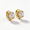 Aretes Cuadrados de Plata de Ley 925 Transfronterizos con Moissanita para Mujer, Aretes de Hebilla para la Oreja Xiaohongshu Simples de Cuatro Garras Cubo de Azúcar Joyería de Plata