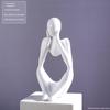 Estatueta de Resina Abstrata Nórdica de Três Pessoas de Mãos Dadas, Ornamento de Artesanato Escultura Concêntrica para Mesa de Sala de Estar de Luxo Leve