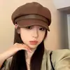 Gorra de Boina Estilo Japonés para Mujer, Otoño e Invierno, Versátil, de Lana, Visera Solar, Adelgazante