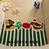 Tapete de Entrada para Porta de Natal com Anéis de Arame Cortável Antiderrapante Tapete para Pés Decoração de Festa Atmosfera Carpete para Porta de Entrada