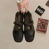 Zapatos Mary Jane Estilo Retro Francés Planos Pequeños de Cuero para Mujer para Faldas 2026 Nuevos Zapatos de Tira en T Corte Bajo