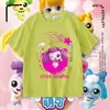 Camiseta Manga Curta Fofa e Adorável para Meninas, Top de Algodão Puro Desenho Animado em Formato de Coração Fofo, Camiseta Básica de Verão para Menininhas