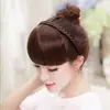 Diadema Trenza Espina de Pescado con Flequillo, Accesorio para el Cabello Integrado para Mujeres, Diadema Trenzada de Corona Alta para Cubrir Canas, Pinza para el Cabello Trenzada