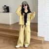 Conjunto de Moletom de Outono para Meninas Roupas Infantis Novo Gola Redonda Manga Longa Calças Conjunto de Duas Peças Menina Calças Estilosas Estilo Coreano Tendência