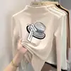 Top cálido de manga larga para niñas, con forro polar cepillado, colección otoño/invierno 2026, capa base versátil para niños mayores, camiseta elegante