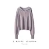Sudadera de Cachemira para Mujer 100% Cachemira Pura Suéter Cardigan Tejido para Mujer Otoño e Invierno Holgado Combinable Color Sólido Ropa Exterior