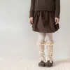Calcetines para niñas Shoeshangmian con borde de encaje y lazo, calentadores de piernas cálidos de cachemira estilo coreano para otoño e invierno