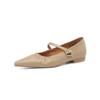 Zapatos Planos Mary Jane de Piel de Cabra Arrugada Suave con Hebilla Metálica, Punta Fina, Completamente de Cuero Genuino, para Mujer, por Dentro y por Fuera, Primavera 2024