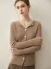 Cárdigan de punto 100% cachemira pura para mujer, nuevo abrigo suéter de manga larga ajustado con cuello en V para otoño e invierno