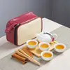 Juego de té Kung Fu portátil para viaje, traje, tetera mini simple, regalo de mano para bienes raíces de negocios, LOGOTIPO