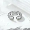 Anel Aberto Tendência Orelha de Trigo Escovado Italiano Banhado a Platina Moda Versátil do Xiaohongshu