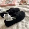Zapatos de Algodón Relajados para Mujer de Otoño e Invierno con Lazo, Estilo Slip-On, Forro Polar, Color Protector, Modernos, Artísticos, Zapatos Birkenstock Retro para Mujer