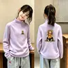Camiseta Interior de Polar para Niña con Cuello Medio Alto Manga Larga Infantil Bonita Niña Pequeña Elegante Ropa Interior Otoño e Invierno
