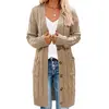 En Stock Prendas de Punto de Exportación Europea y Americana Otoño e Invierno 2026 Suéter Largo de Punto Trenzado para Mujer Nuevo Producto de Amazon Cárdigan de Botones Moderno