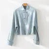 Nova Jaqueta Curta Estilo Chinês com Botões de Pérola Camisa para Mulheres, Moda Top Cardigan Texturizado Estilo Nacional Primavera 2026