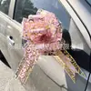 Nuevo 6.4cm gasa de nieve a través de flor grande dorada a mano flor flor empaque de regalo decoración de coche de boda flor 70#