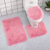 Alfombrilla de suelo para inodoro Juego de tres piezas Alfombra de baño de lana de seda Alfombra de color sólido para baño Alfombrilla de suelo para inodoro Antideslizante Absorbente Alfombra Venta al por mayor