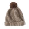 Gorro de Cachemir para Mujer 100% Cachemir Puro Otoño e Invierno Nuevo Hilo de Tres Hebras Pompón Engrosado Protege Orejas Tejido Cálido