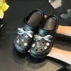 Zapatos DIY con Agujeros de Flor Verano Frescos Transpirables Ropa Exterior Secado Rápido Aumento de Altura Suela Gruesa Lazo Personalidad Sandalias de Playa