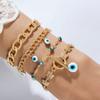 Pulsera Set Ojo Turco Personalidad Bohemia Transfronteriza Sentido del Diseño Cuentas Redondas Ojos Pulsera Apilada Multicapa