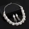 Pendientes y collar de borla con forma de gota de agua tachonados de diamantes transfronterizos europeos y americanos, cadena para la clavícula exquisita y sofisticada, accesorio versátil de estilo nicho