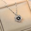 Collar para Mujer, Colgante de Diseño Novedoso de Camelia de Circonita de Moda, Elegante Collar de Acero de Titanio con Juego de Flores