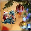 Colgante de la nueva serie navideña de dinosaurios de Amazon transfronteriza, decoraciones navideñas, colgante plano acrílico
