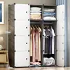 Armario Sencillo para Hogar Dormitorio Habitación de Alquiler Económico Montaje Fácil Dormitorio Armario de Almacenamiento Plástico Tela Plegable Armario