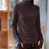 Camiseta base de otoño de estilo étnico con cuello semi-alto, camiseta interior de terciopelo alemán de doble cara, top bordado para mujer