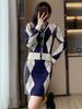 Traje Casual de Moda Xiaoxiangfeng de Celebridad para Mujer Suéter Cárdigan de Invierno Falda Línea A Traje de Punto de Dos Piezas Falda