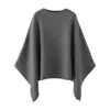 Z Estilo Europeu Transfronteiriço 2026 Nova Moda Temperamento Feminino Assimétrico Simples Tricô Capa Casaco 5987203