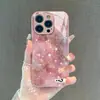 Funda protectora de cristal rosa mármol dorado con ondas para iPhone 15 Pro, funda de teléfono de cobertura total para iPhone 17