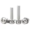Tornillos de Combinación de Tres Piezas con Cabeza de Cruz y Ranura Phillips de Acero al Carbono Niquelado M2M2.5M3M4M5 Cabeza Redonda con Arandela de Resorte Plana Tornillos de Combinación de Tres Piezas