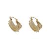 Diseño de lujo ligero oro retro malla de alambre circonita cristal hebilla de oreja temperamento femenino moda comodín alto sentido anillo de oreja venta al por mayor