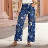 Jeans Reto de Cintura Alta com Estampa Floral Cruzada Primavera/Verão 2026 Denim Largo Wide-Leg Estampa Aleatória Vintage